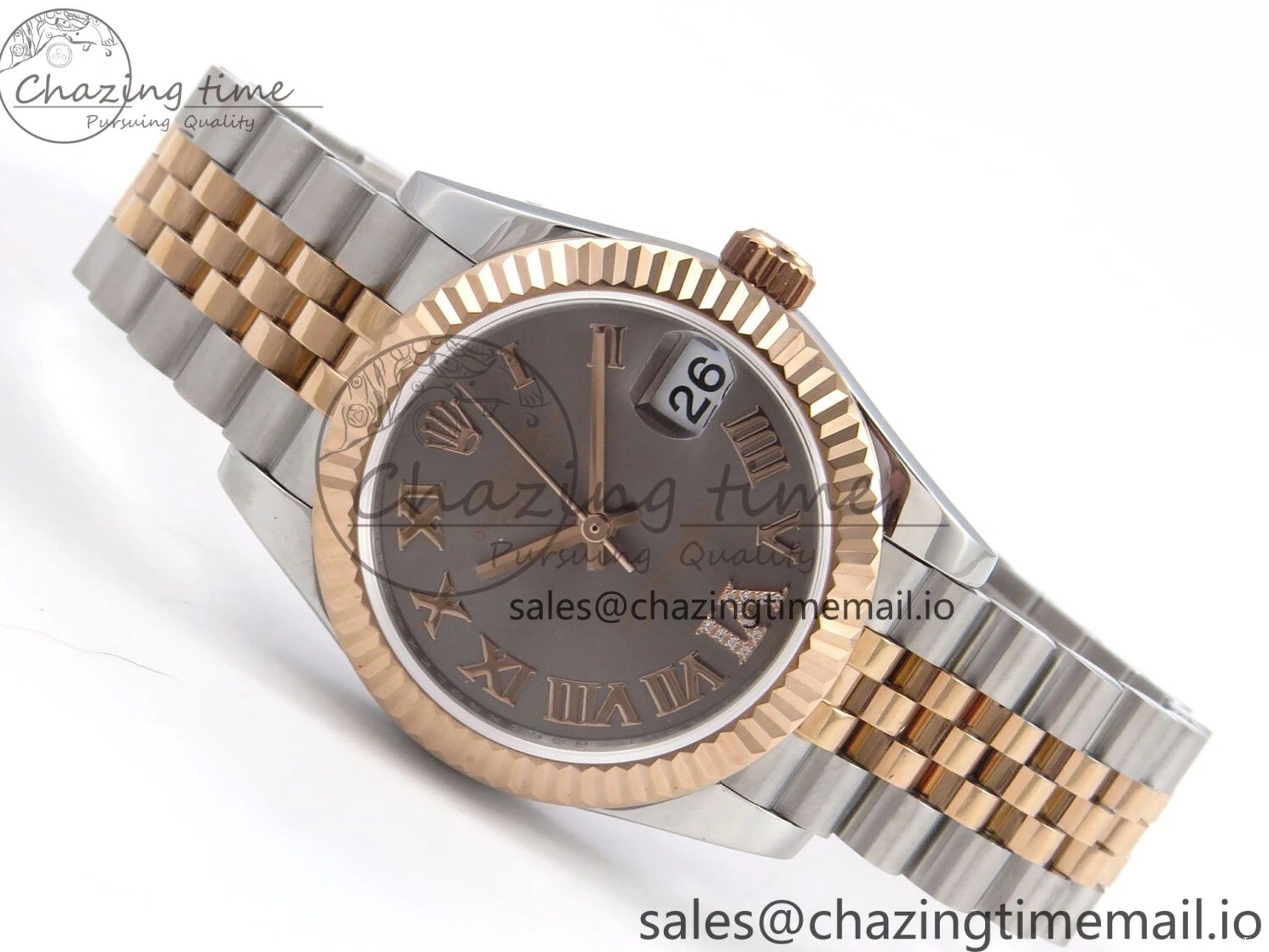 MiroTime 0401 Popular DateJust 31 278271 SS RG GMF 1:1 Best Edition 904L Steel Gray Roman Diamonds Dial on Jubilee Bracelet A 1165